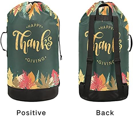 Ação de Graças Folhas de aquarela Bolsa de roupa pesada mochila de roupa pesada com alças de ombro Handles Travel Bolsa de lavanderia Organizador de roupas sujas para roupas de lavanderia para lavander