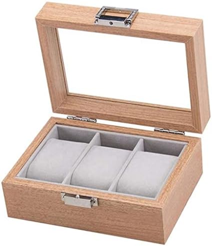 GENIGW 3 Slot Wooden Watch Display Cabinet Caixa e caixa de armazenamento de armazenamento de bloqueio para homens e