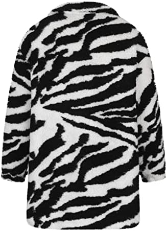 Jaqueta de Shacket Winter Women Women Fuzzy Fuzzy Trench Coat Moda Button Down Block Stripe Midi Cardigan Outwear
