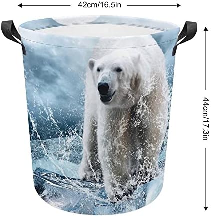 Urso de cesta de lavanderia de Foduoduo no cesto de lavanderia estampada com gelo com alças cesto dobrável Saco de armazenamento