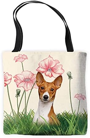 Funnji Funnji Pet Tote Bag Flowers Lotus Bolsa de bolsa de ombro de tela para fazer compras