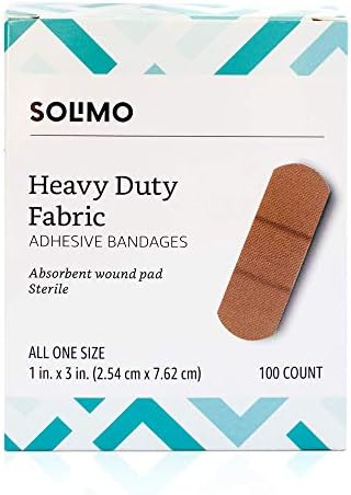 Brand - Bandagens adesivas de tecido para uso pesado solimo, tamanho único, 100 contagem
