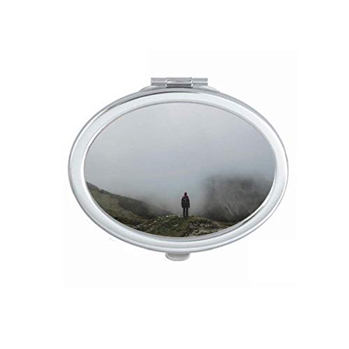 Fog nuvens Montanha Nature Travel espelho portátil dobra maquiagem de mão dupla lateral óculos