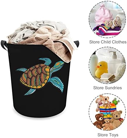 Cesta de lavanderia de tartaruga marinha cesta dobrável Lavanderia cesto de lavanderia bolsa de armazenamento com alças