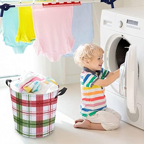 Cesto de roupas cesto de lavanderia búfalo xadrez vermelho cheque lavanderia dobrável com alças estendidas lixo para lavander
