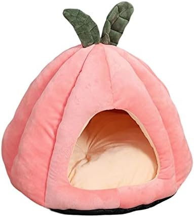 Leefasy Pet Cat Bed Formulário Pumpkin Velvet Winter House Hut Kitten Cave Pet Supplies, 40cmx40cmx43cm