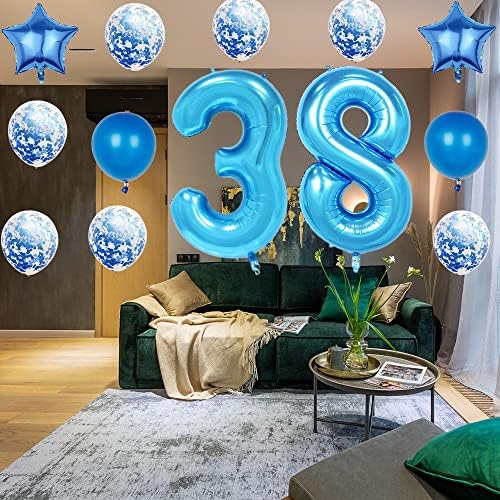 RESPONSELHOS DE DECORAÇÕES DE REDORÇÕES DE 43º Aniversário, Balão Número Azul, Balão, 43 polegadas de 43 polegadas