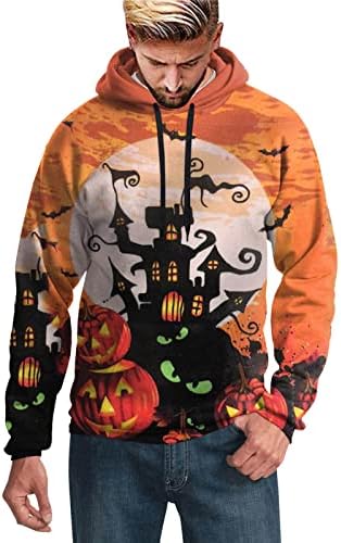 Halloween Tops for Men Crew Neck Casual Streetwear Opendes dimensões Imprimir moletom camisa de pulôver leve Lo06
