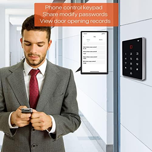 Keypad de controle de acesso Wi -Fi sem fio AMOCAM, sistema de controle de acesso à porta de backlight + Keychains de ID 5pcs,