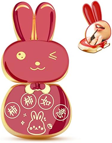 Tacomege fofo Lucky Rabbit Celular Plave Solter com espelho cosmético pequeno dobrável, Kawai Bunny Desktop Stand para iPhone/All
