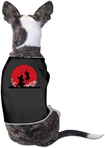 Pet Cat Japan bandeira e cercar camisa de manga curta preta macia para cães cinza médio