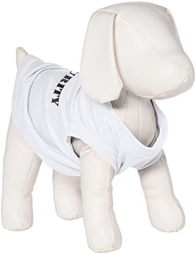Mirage Pet Products 12 polegadas Camisas de impressão de tela de segurança para animais de estimação, médio, branco com texto