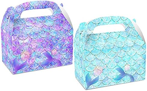 Yominy Mermaid Candy Treat Boxes, 12 pacotes Mermaid Gift e Goodie Paper Bags Favor Favor