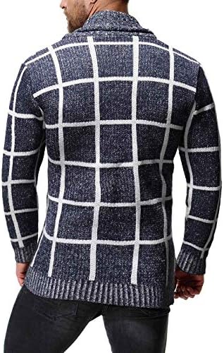 Home mais quente clássico checked sobretudo mass de recorte Autumn suéters lapela equipada com manga longa tricô de
