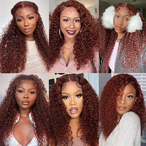 Buladou 12a marrom avermelhado Jerry Curly Human Human Wigs for Women 13x4 HD HD Lace Transparente perucas frontais perucas de glueless