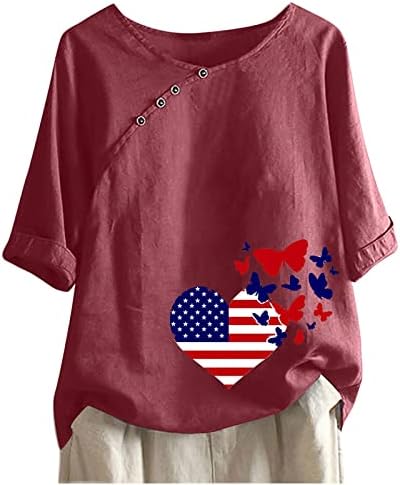 Camisas patrióticas para mulheres American Bandle T-shirts Casual Summer Tops de manga curta Tees Stripes Tie-Dye Camisetas soltas
