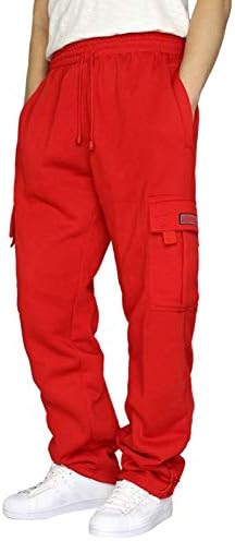 Calça de carga de ozmmyan para homens corda de corda solar calça de bolso de cor sólida calça esportiva solta calças longas