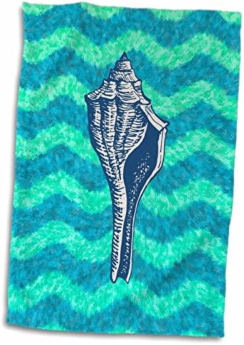3DROSE Dapppled Wavy Background com uma concha do mar desenhando em cima - toalhas