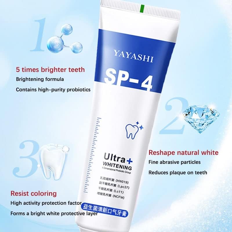 Creme de dente Yayashi SP-4, pasta de dente SP-4 iluminando pasta de dente fresca, iluminação e estação de dente removendo
