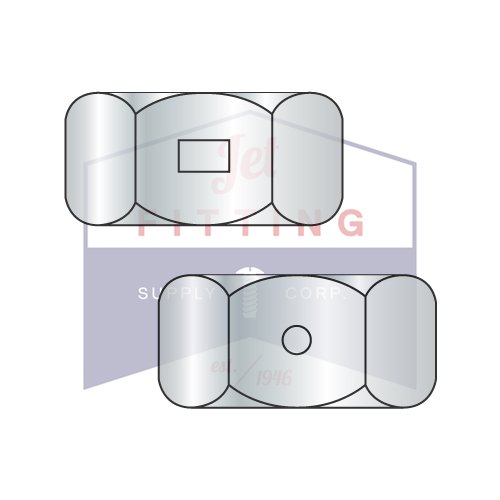 12-24 bilheteria bidirecional de bloqueio reversível, padrão acabado, aço, zinco, pode ter 2 ou 3 recortes nos lados planos da porca equidistante um do outro