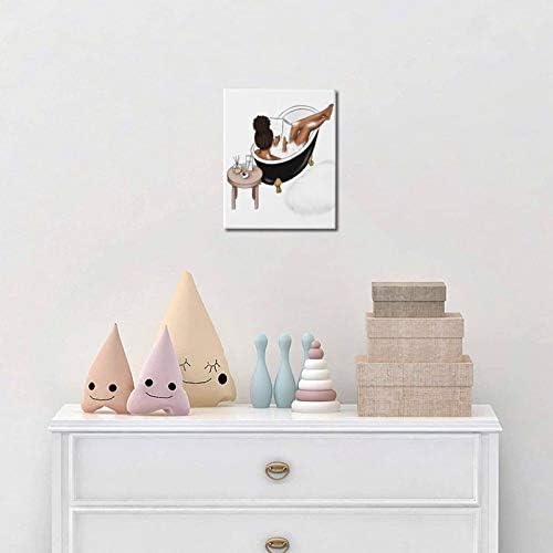 Arte de parede de lona afro -americana Mulheres negras relaxam e aproveitam o momento em que Gicclee impressam fotos emolduradas decoração de casa contemporânea para o quarto da sala de banheiro esticado pronto para pendurar, 8x10 polegadas