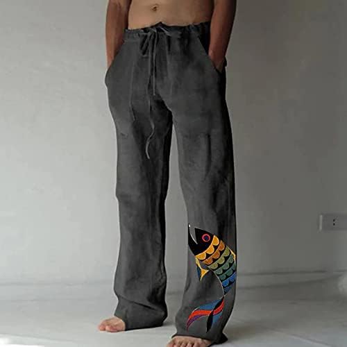 Calças de ioga dudubaby para linho de algodão masculino Casual calças de calça solteiras