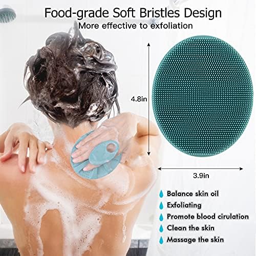 Escova de chuveiro do corpo de silicone e lavagem facial de esfoliação facial, cerdas de rosto suave, cerdas macias de grau