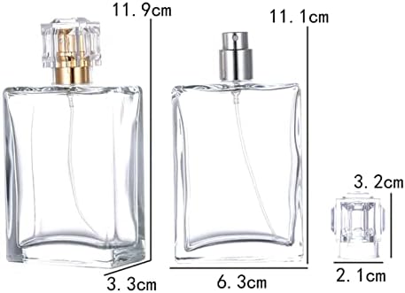 YSLJSM 2 pacote de 100 ml de garrafas de perfume de vidro transparente, frasco de spray de perfume recarregável, dispensador