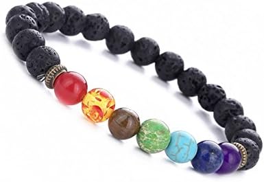 Colorido bling de 8 mm rock lava 7 chakra difusor de pedra natural ioga contas de pulseira elástica para homens mulheres mulheres