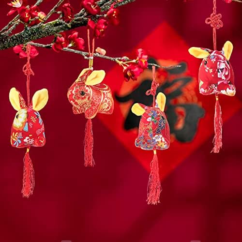 Decorações do ano novo chinês Watcpno 2023 mascote de coelho de pelúcia Ano novo chinês Zodiac Rabbit Toy Lunar