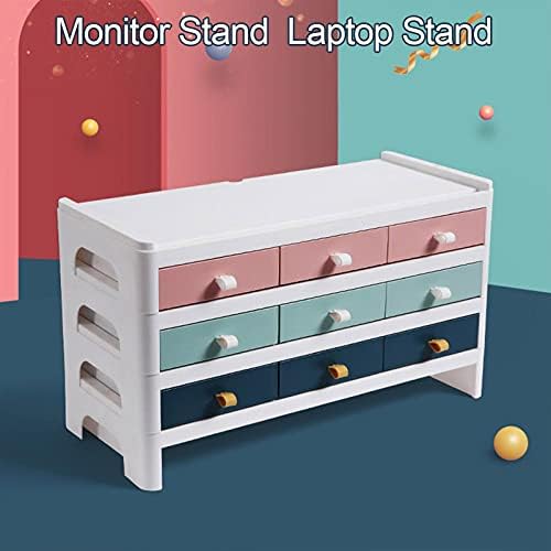 Monitor Riser com gavetas, desktop, design ergonômico e leve, suporte de 32 polegadas, ideal para casa, escritório, local de