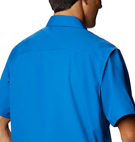 Utilizer masculino de Columbia II Camisa de manga curta sólida, absorção de umidade, proteção solar, verde de pedra, 2x de altura
