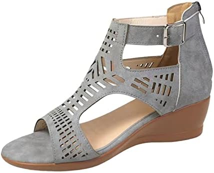 RVIDBE Sandálias de cunha para mulheres, sandálias de plataforma feminina Summers Summer Trendy Aberto do dedo do pé de fivela de calda sanndals Roma Sapatos de caminhada Roma