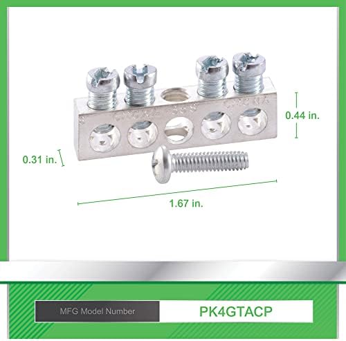 Square D por Schneider Electric PK4GTACP 4 Kit de barra de terra terminal, prata