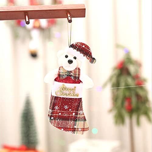 Feliz Natal Linho de linho Santa Maninho de neve pendurada meias para lareira Ornamento de férias Festas de férias Decoração de Natal Personalizada