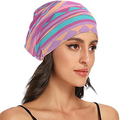 Skull Cap boné de tampa do sono de chapéu de capacete para mulheres Bohemian listrado Pink Sleeping Bap Hat Hair Headwear