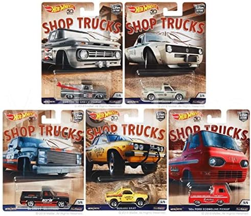 2018 Hot Wheels 50th Anniversary 1:64 Sold Shop Shop Series Conjunto de 5 caminhões Diecast