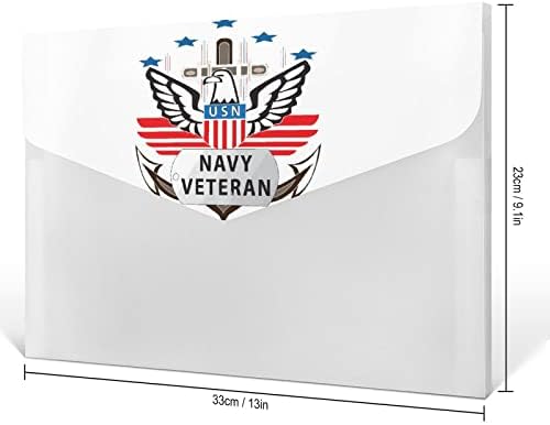 Pastas de arquivo de plástico veterano da Marinha da USN com 6 Documentos de Plástico de Acordeão de Compartimento