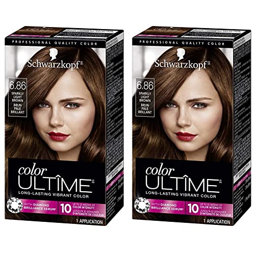 Schwarzkopf Color Ultime Metallic Permanent Hair Color Cream, 6,86 marrom claro brilhante, 1 contagem