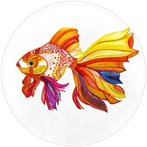 Heoeh Gold Fish Art Flash, capacho sem deslizamento 15,7 Ranta de tapete redonda tapetes tapetes para crianças quarto de bebê quarto