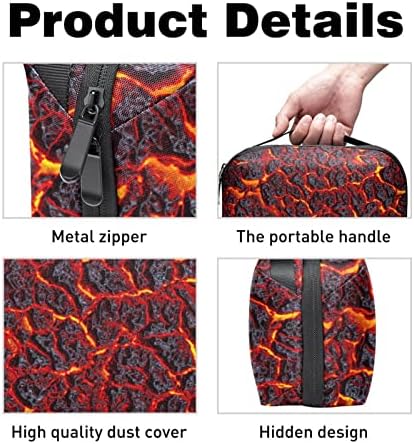 Organizador de eletrônica de textura de magma de lava vulcânica, bolsa de armazenamento de cabos de cordão à prova d'água para viajar