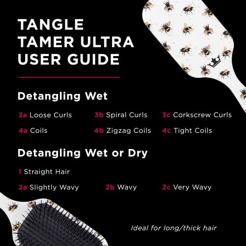 Denman Tangle Tamble Tamer Ultra Detankling Paddle Brush para cabelos encaracolados e cabelos naturais pretos - Use com cabelos molhados e secos, D90L