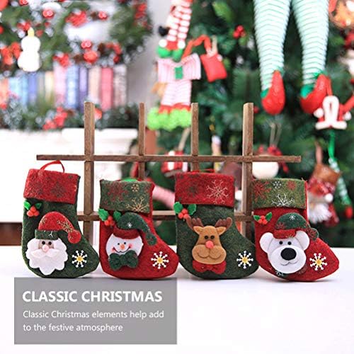ABAODAM 6 PCS Meias de Natal Pingentes de Christmas Pingents Sacos de presentes Multiuso usados ​​para celebrar o Natal
