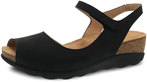 Dansko Marcy Slip-On Wedge Sandal for Women-Sapatos de cunha confortáveis ​​com suporte de arco-gancho ajustável e cinta de loop-versátil casual para calçados elegantes-sola leve de borracha
