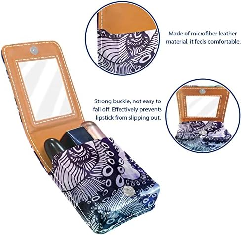 Caso de batom de batom de viagem Guerrotkr, saco de maquiagem portátil de batom com espelho, animais de peixe azul de espelho, padrão de peixe azul