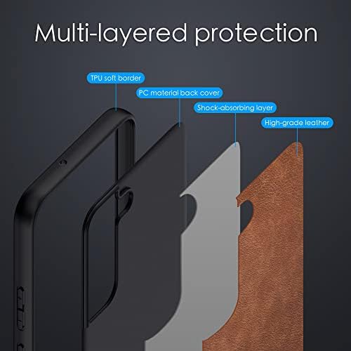 Caso KQIMI para Samsung Galaxy S22 Plus, couro premium de couro elegante e elegante e elegante, casos de cobertura