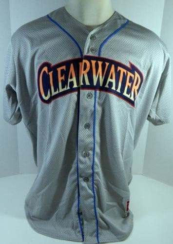Threshers de Clearwater 9 Game usou a camisa cinza Plate Removed DP13480 - Jerseys MLB usada para jogo MLB