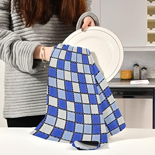Toalhas de prato xadrez geométricas da Jstel para cozinha, toalhas de cozinha de 6 peças Verifique as toalhas de chá panos