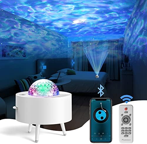 Projector de onda oceânica de Lumoonososidade - projetor de luz de água para quarto, decoração do quarto das crianças - Luz noturna da galáxia oceânica com alto -falante Bluetooth - luz estrelada com 9 planeta, estrela, efeito de onda de água