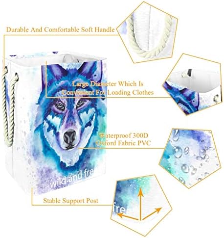 Indicultura Wild & Free Wolf Head de lobo grande cesto de roupa de roupas prejudiciais à prova d'água para roupas
